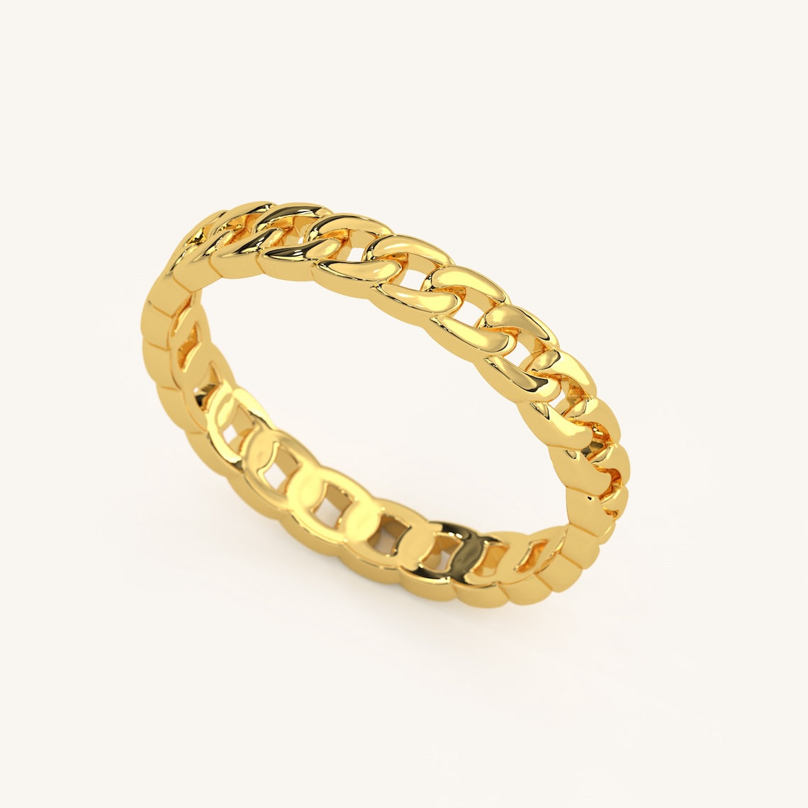 18k Gold Vermeil Cuban Chain Ring