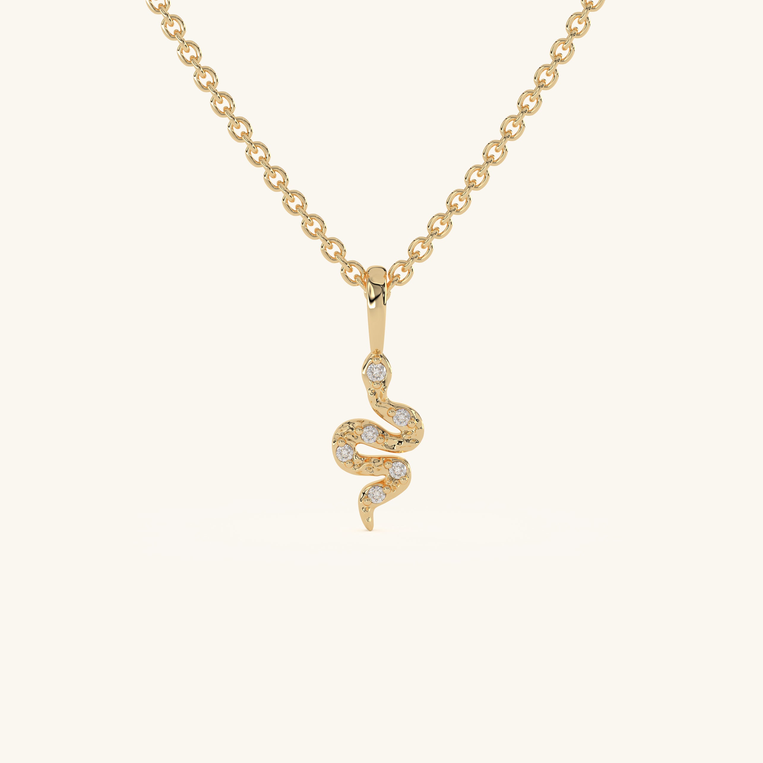 14k Gold Vermeil Diamond Snake Necklace