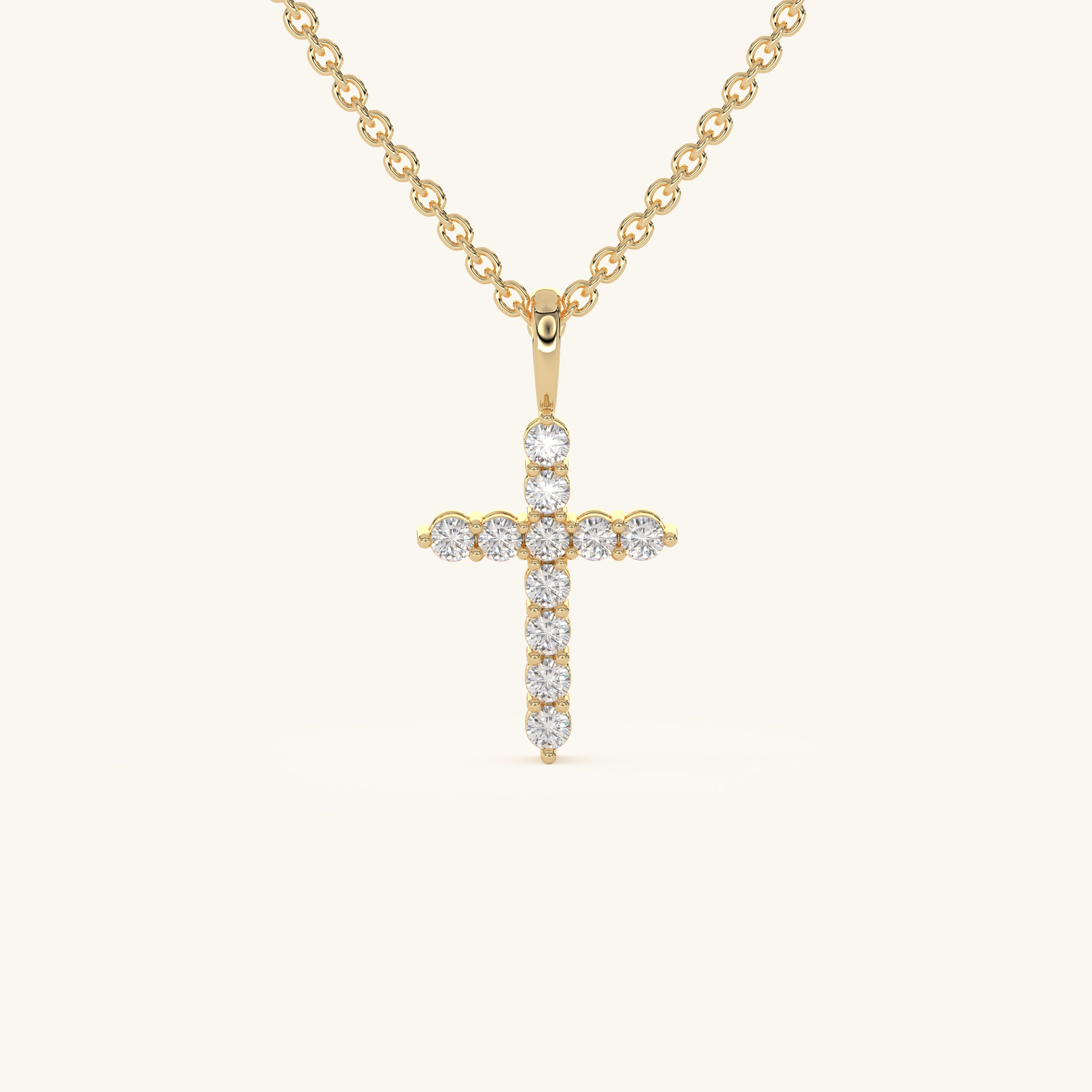 14k Gold Vermeil Diamond Cross Necklace