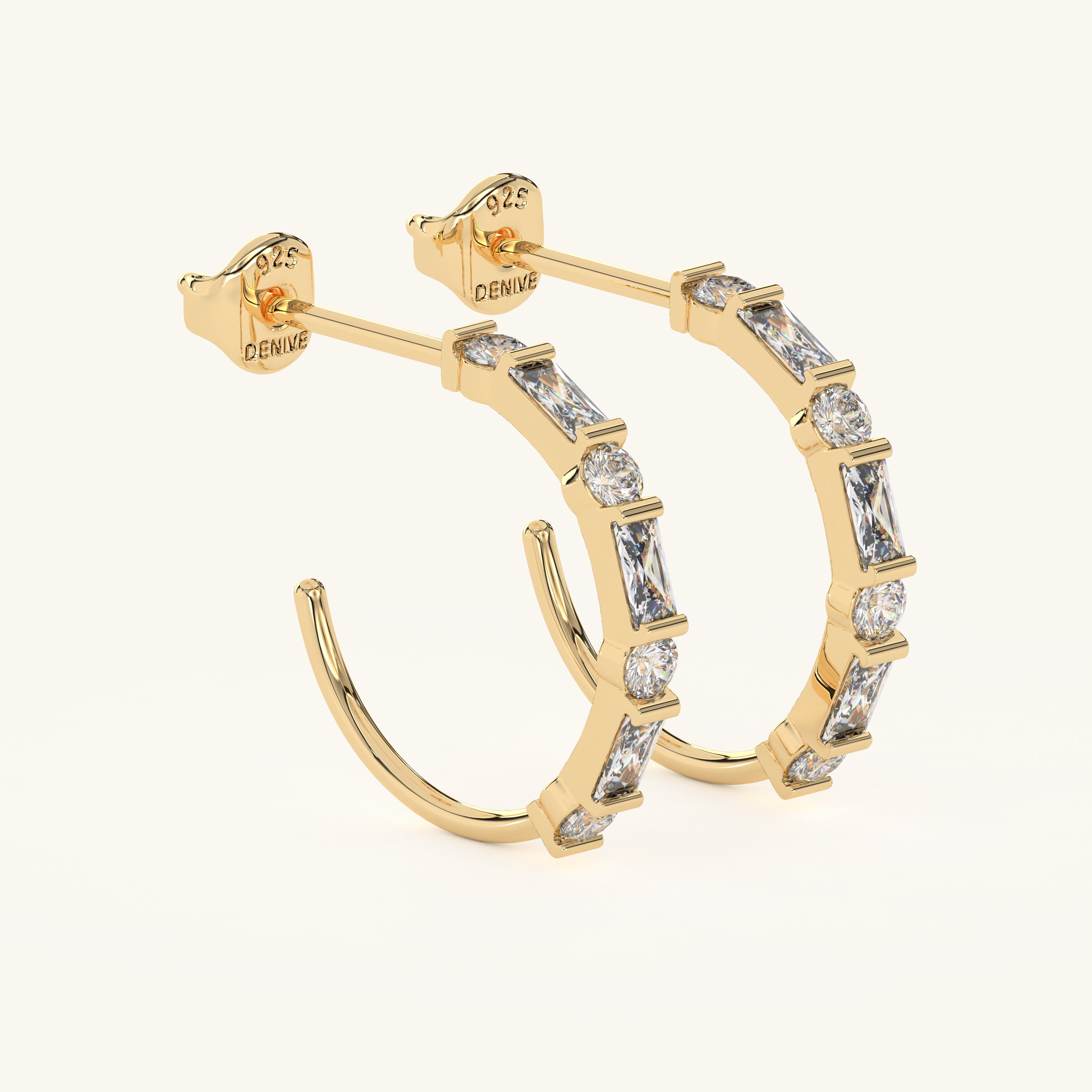 14k Gold Vermeil Baguette Hoop