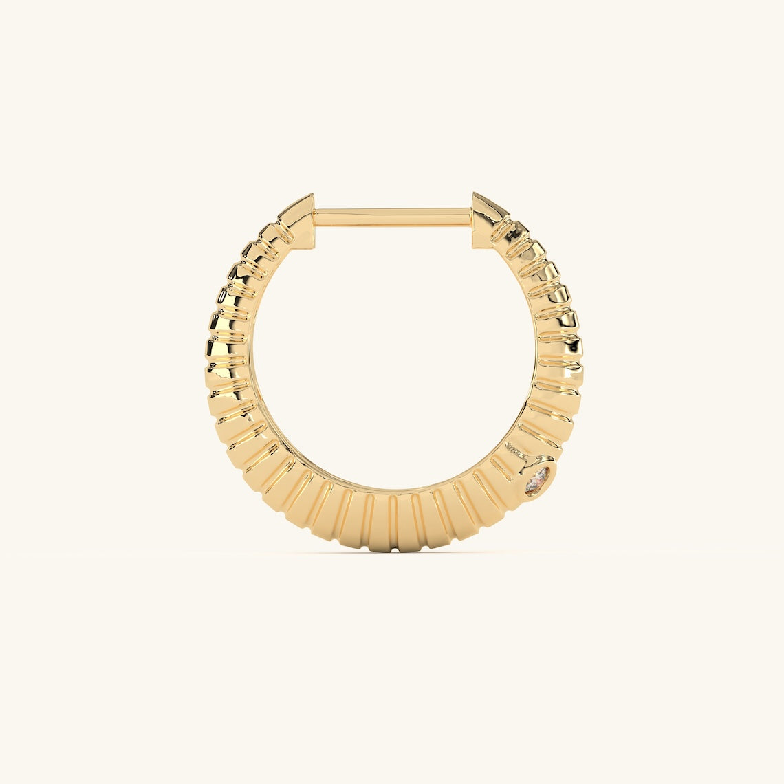 14k Gold Vermeil Ribbed Hoop Earrings