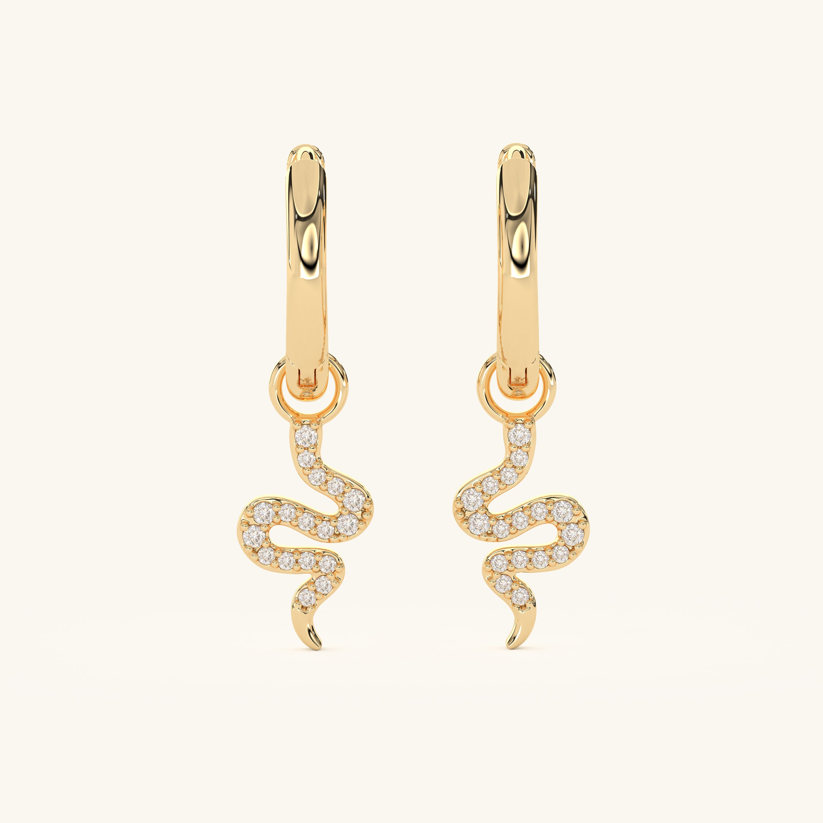14k Gold Vermeil Snake Charm Earring
