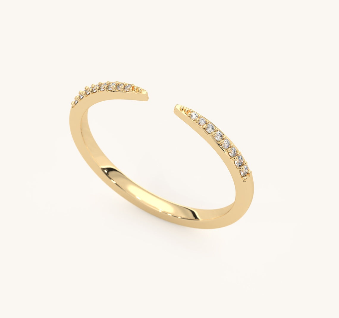 14k Gold Vermeil Open Claw Ring With Diamond