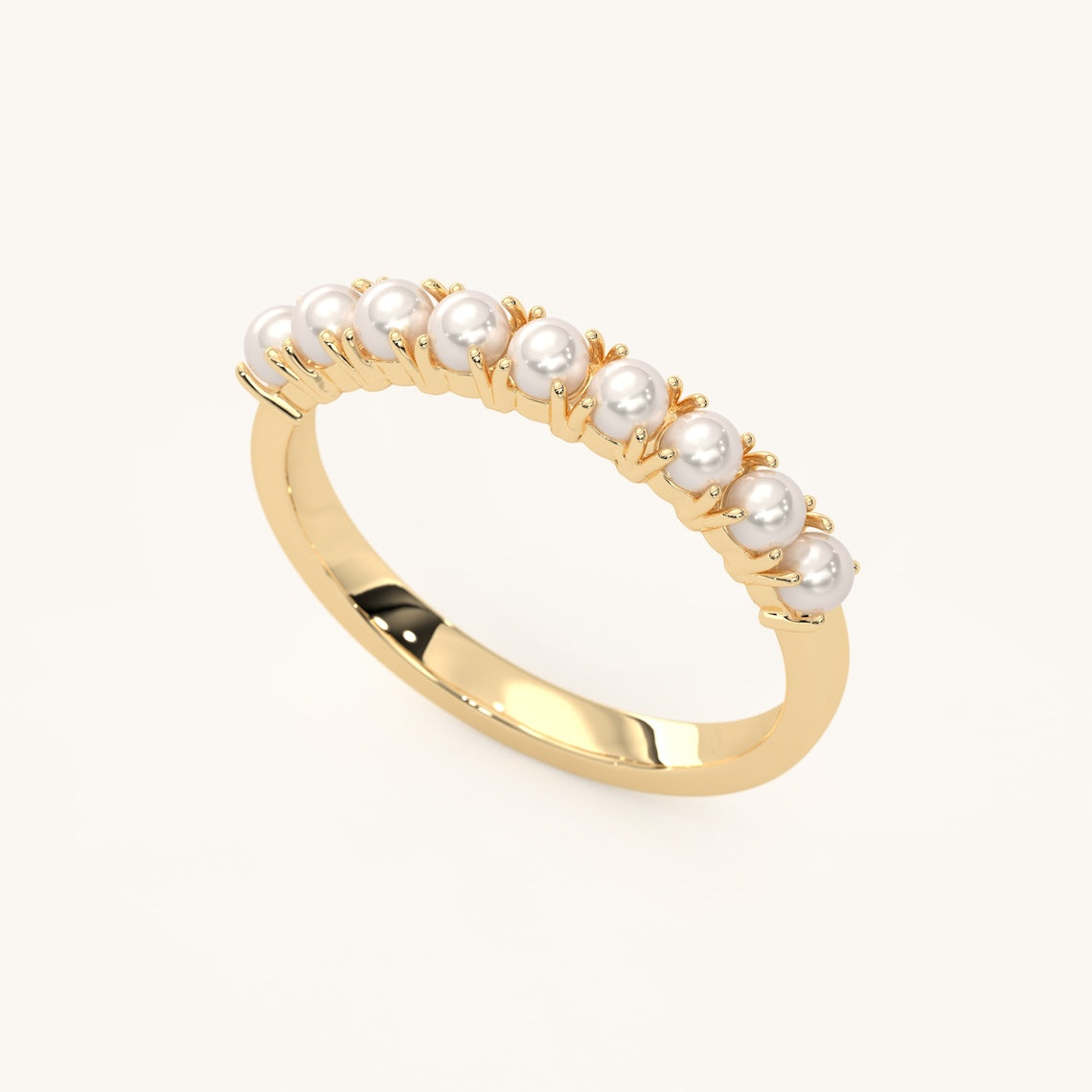 14k Gold Vermeil Pearl Half Eternity Ring