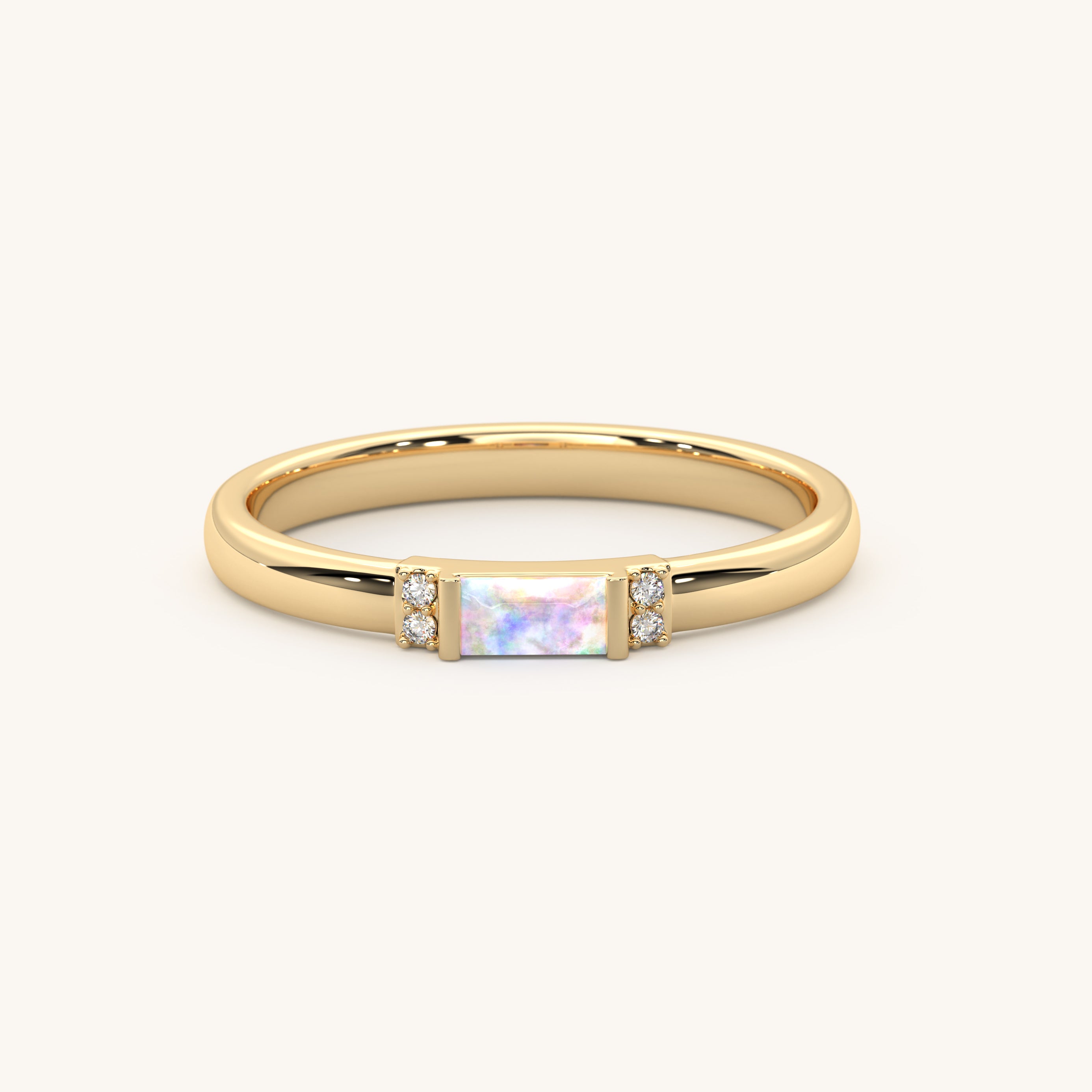14k Gold Vermeil Opal Baguette Ring