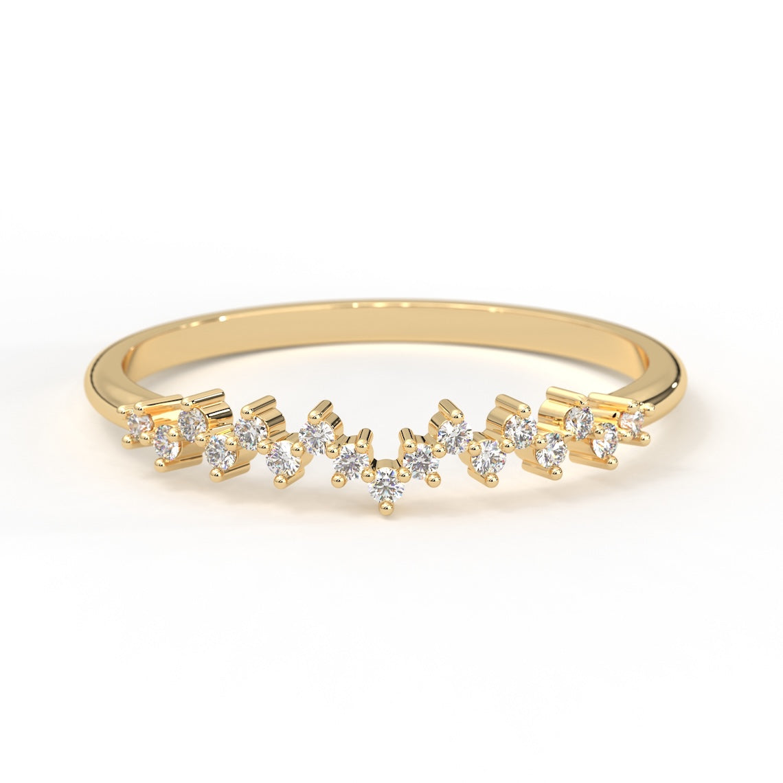 Diamond Cluster Ring Pave Wedding Band 14K Gold