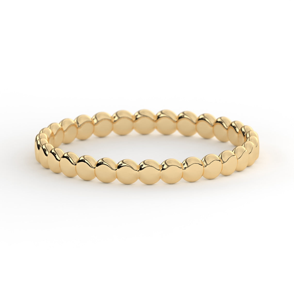 14K Solid Gold Beaded Ring