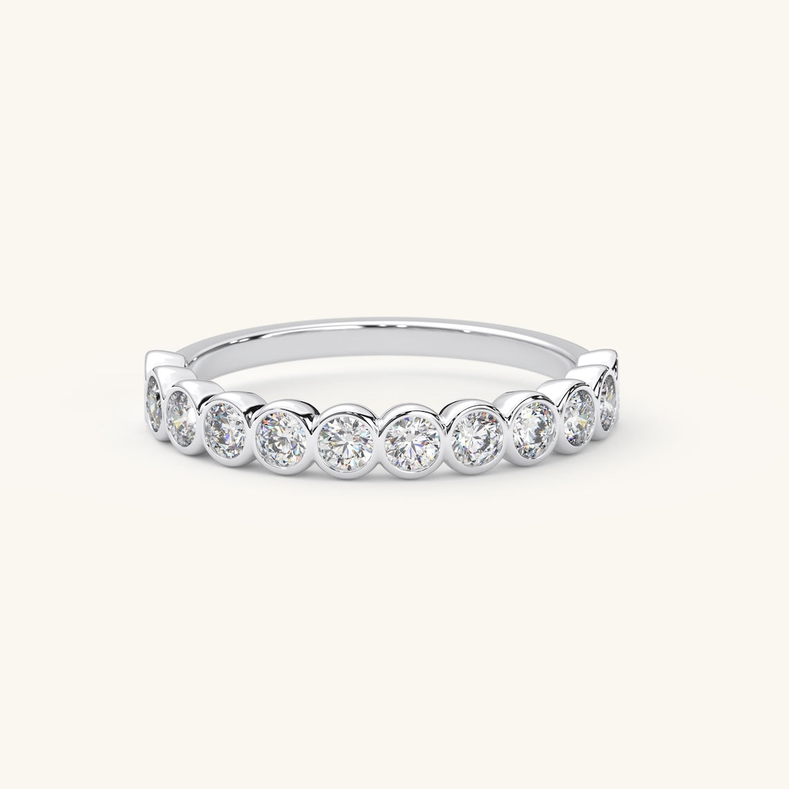 14k Gold Bezel Set Diamond Half Eternity Ring