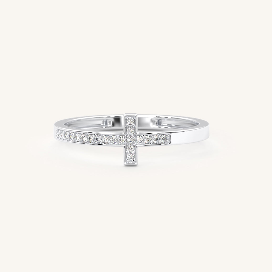 Dainty Diamond Cross Ring 14k Gold