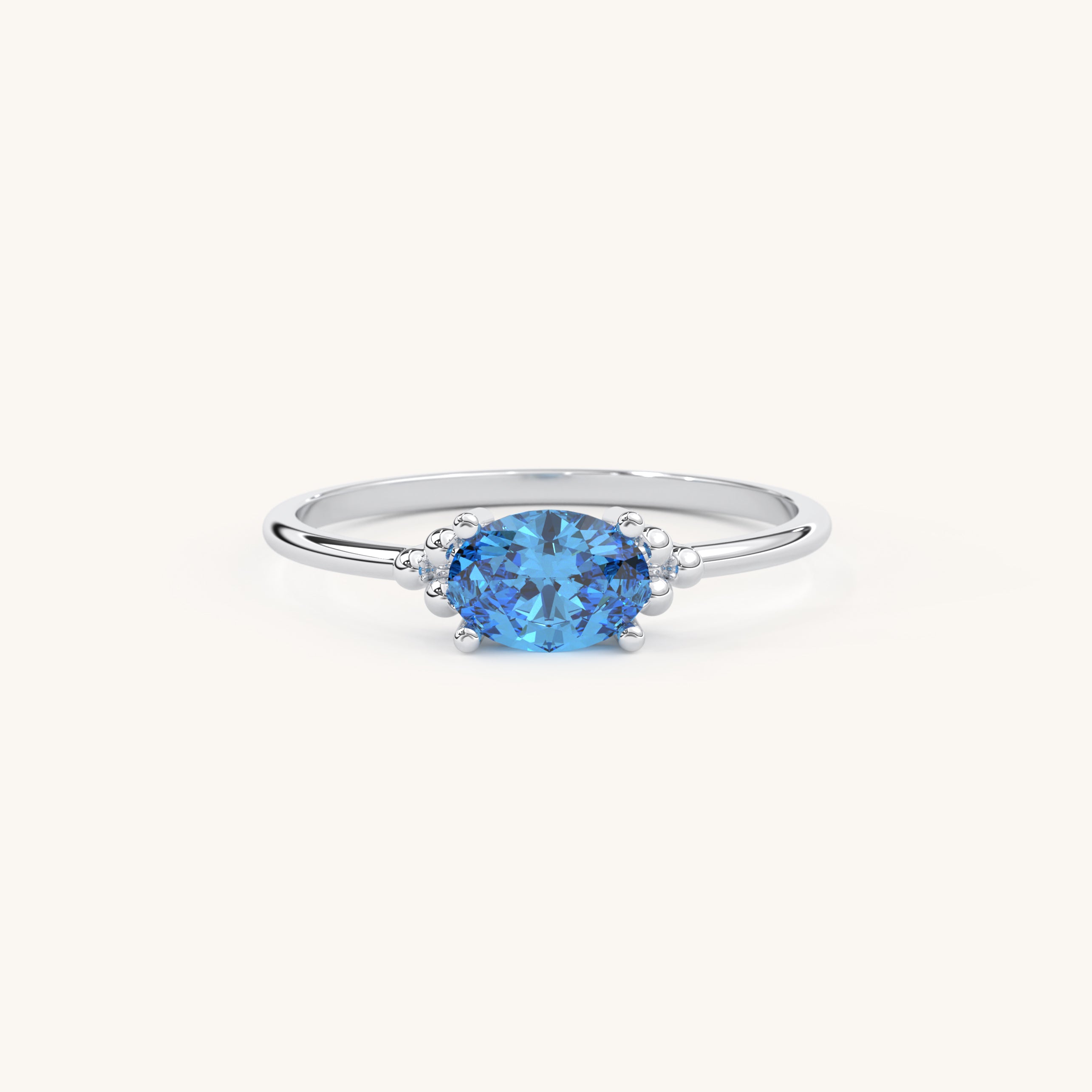 Oval Birthstone Ring with Prong Setting 14k Gold