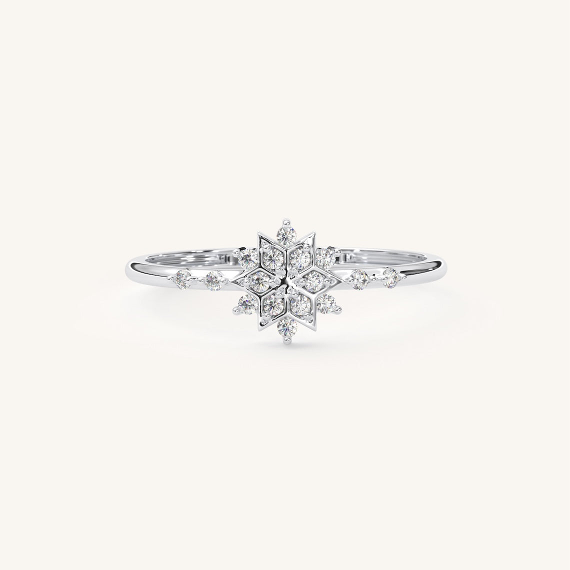 Diamond Snowflake Ring 14K Gold, Glacia