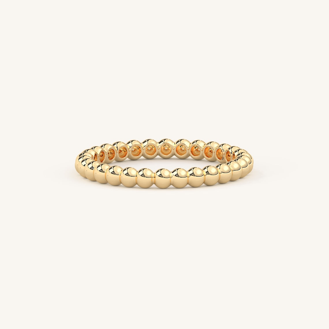 14k Gold Beaded Wedding Band