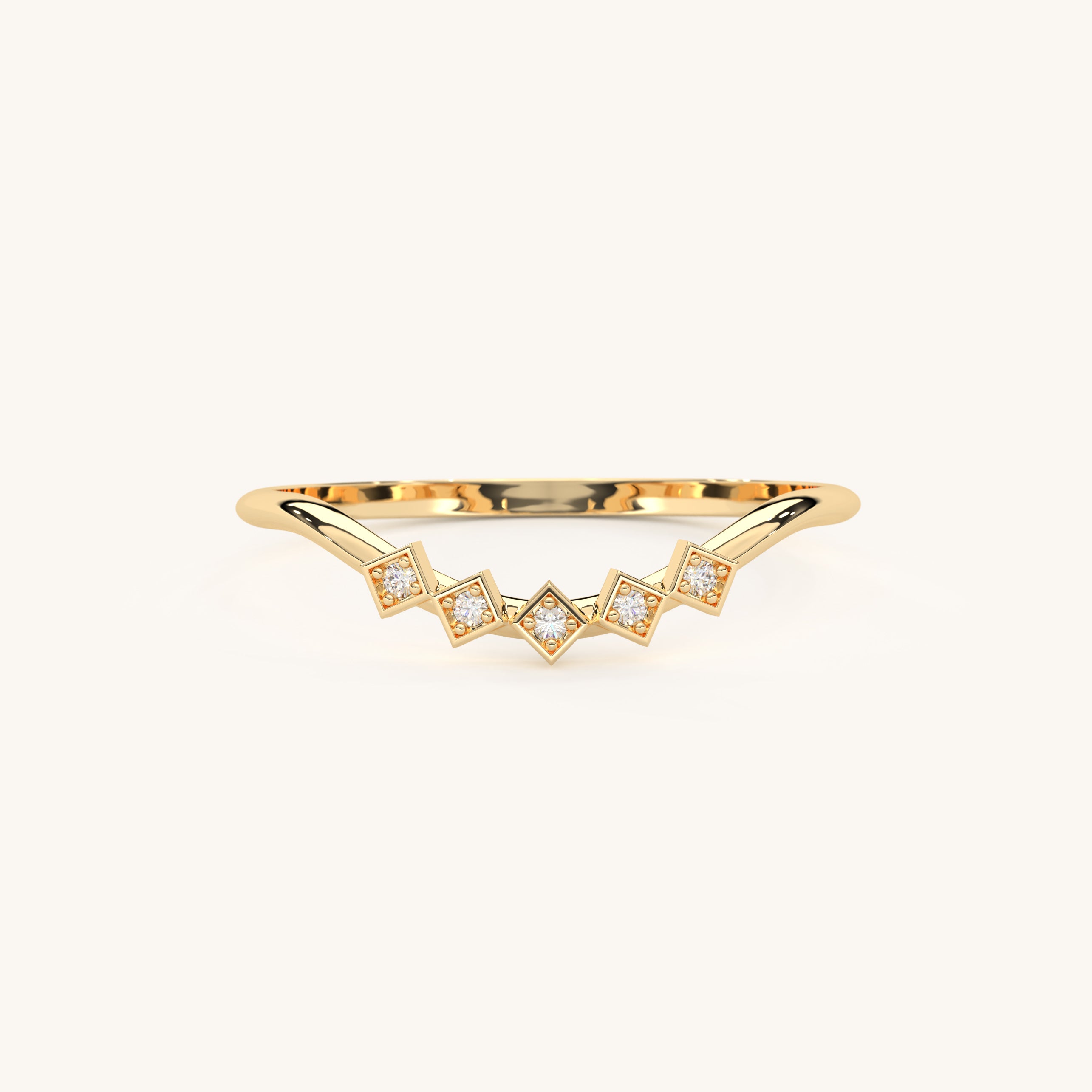 Diamond Curved Ring 14k Gold