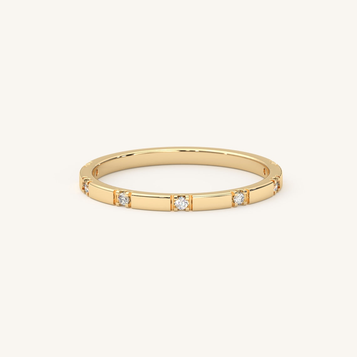 Dainty Diamond Half Eternity Band 14k Gold