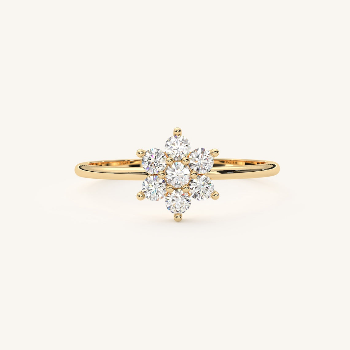 Dainty Diamond Daisy Ring 14k Gold