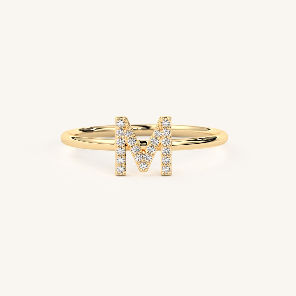 yellow gold custom initial ring