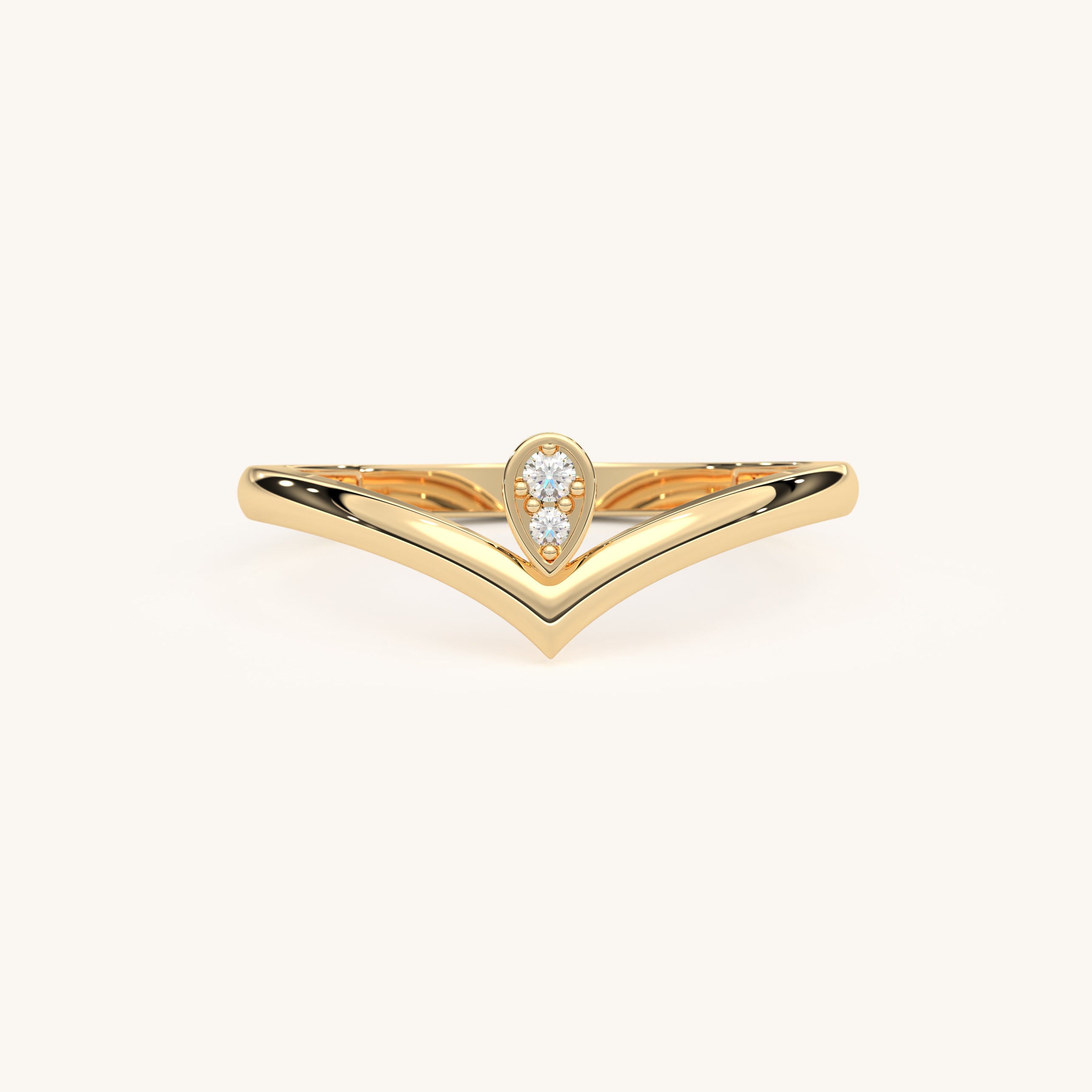 yellow gold v shaped ring