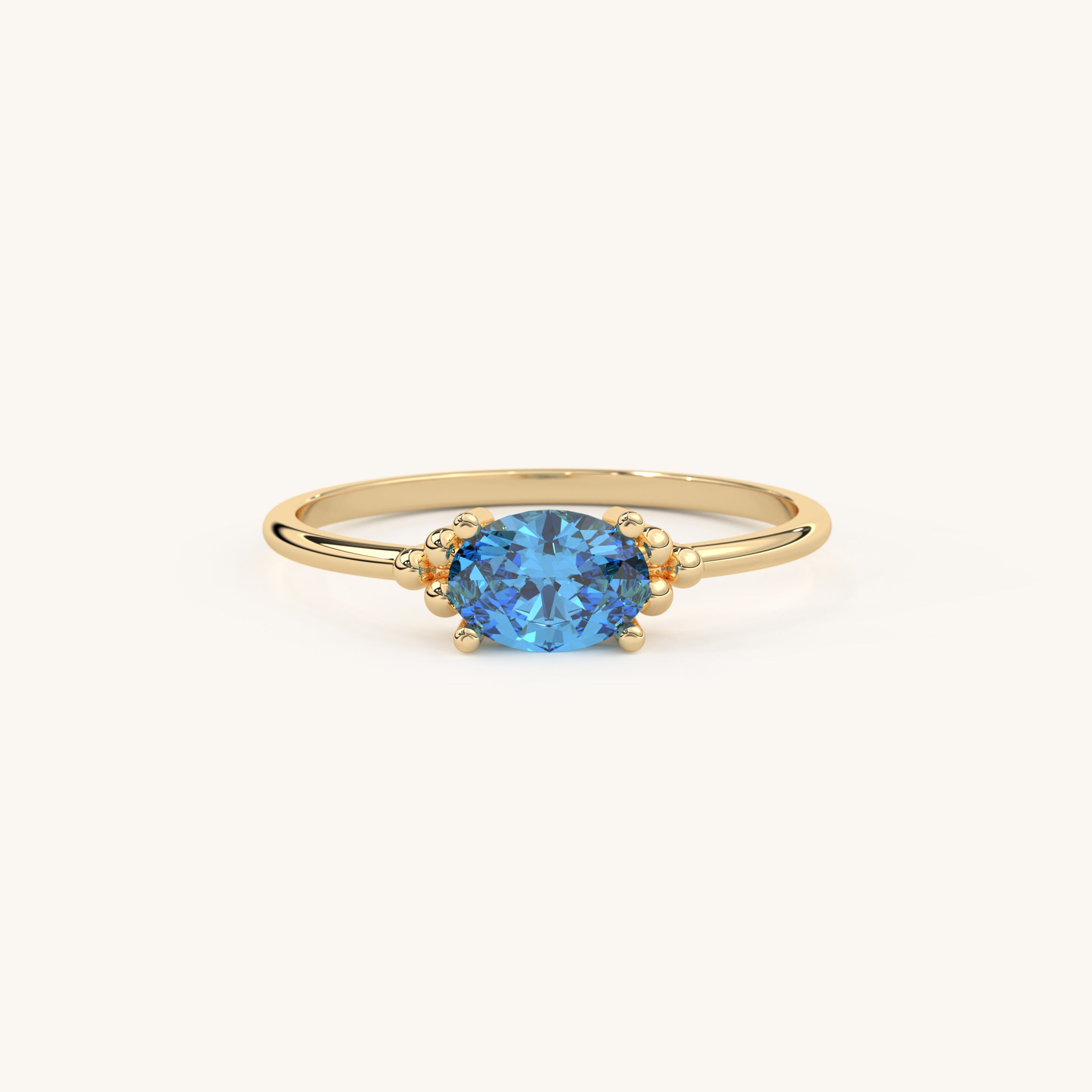 Oval Birthstone Ring with Prong Setting 14k Gold