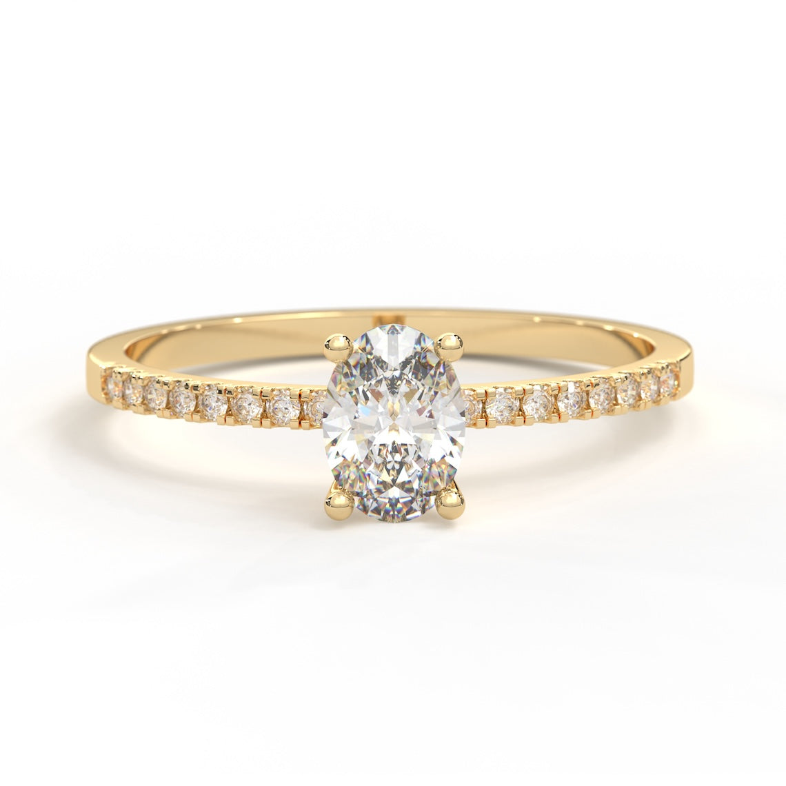 Oval Cut Solitaire Diamond Ring 14k Gold