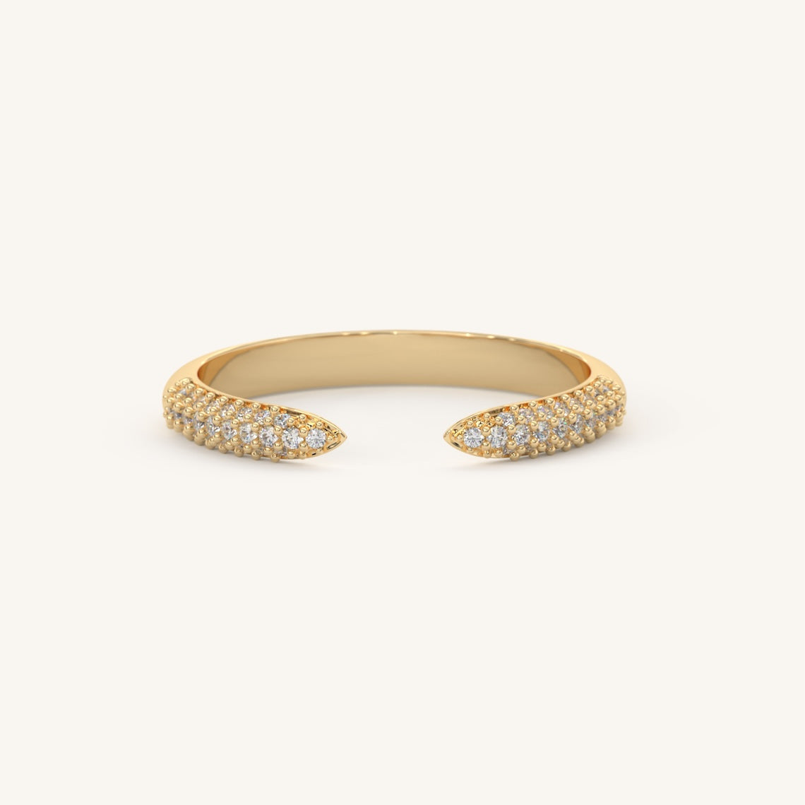 Pave Diamond Open Claw Ring 14k Gold