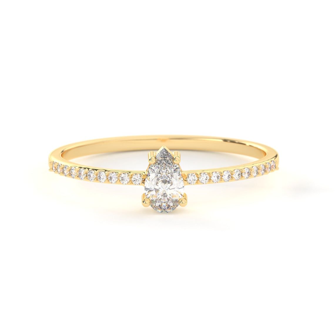 Pear Cut Diamond Engagement Ring 14k Gold