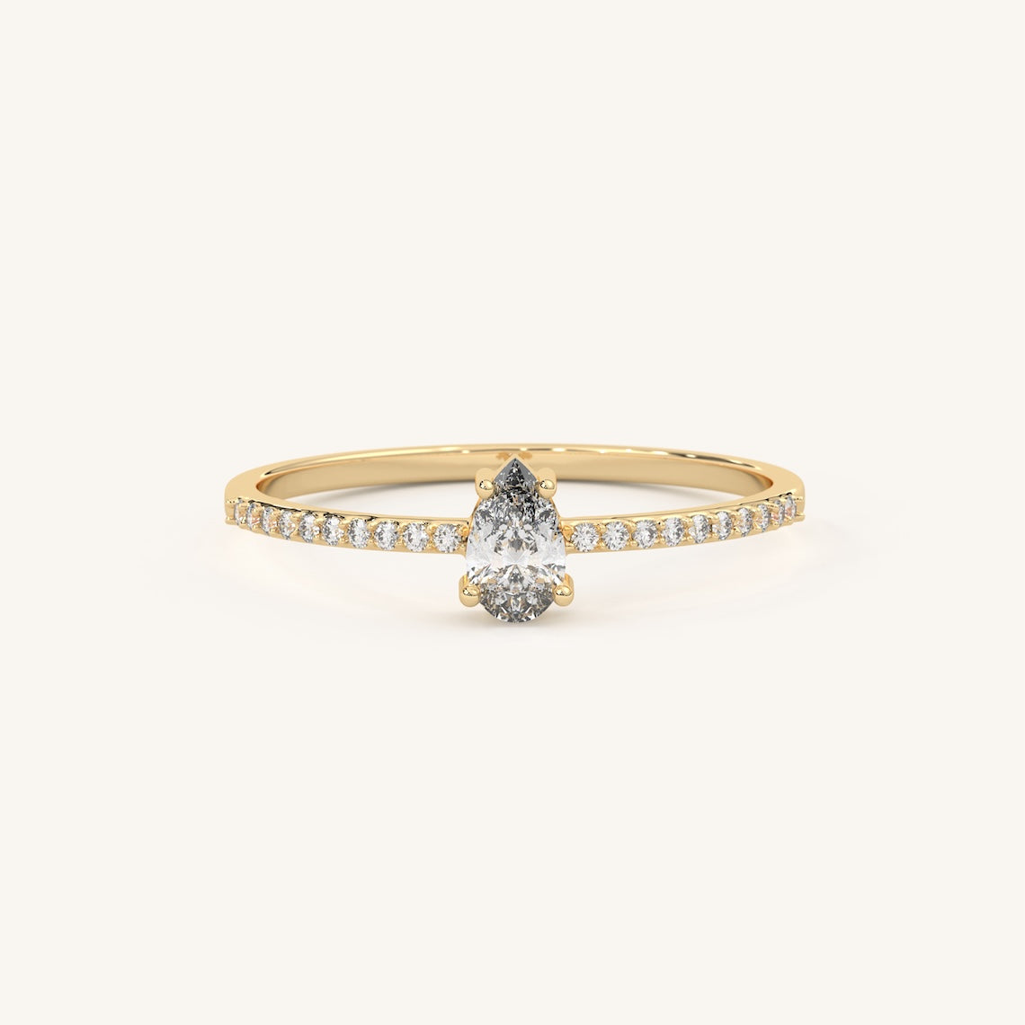 Pear Cut Diamond Engagement Ring 14k Gold