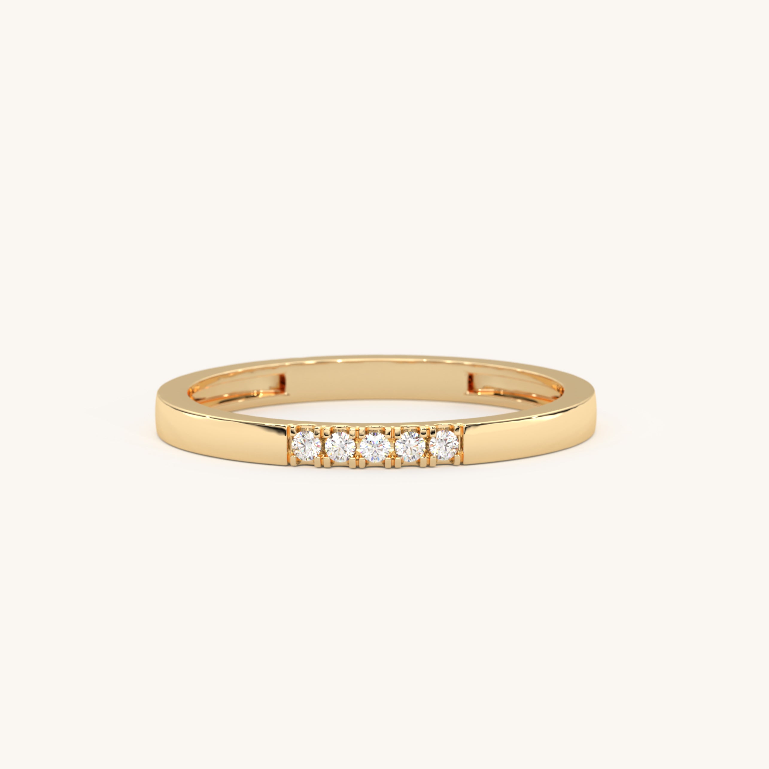 Minimalist Five Diamonds Engagement Ring 14k Gold