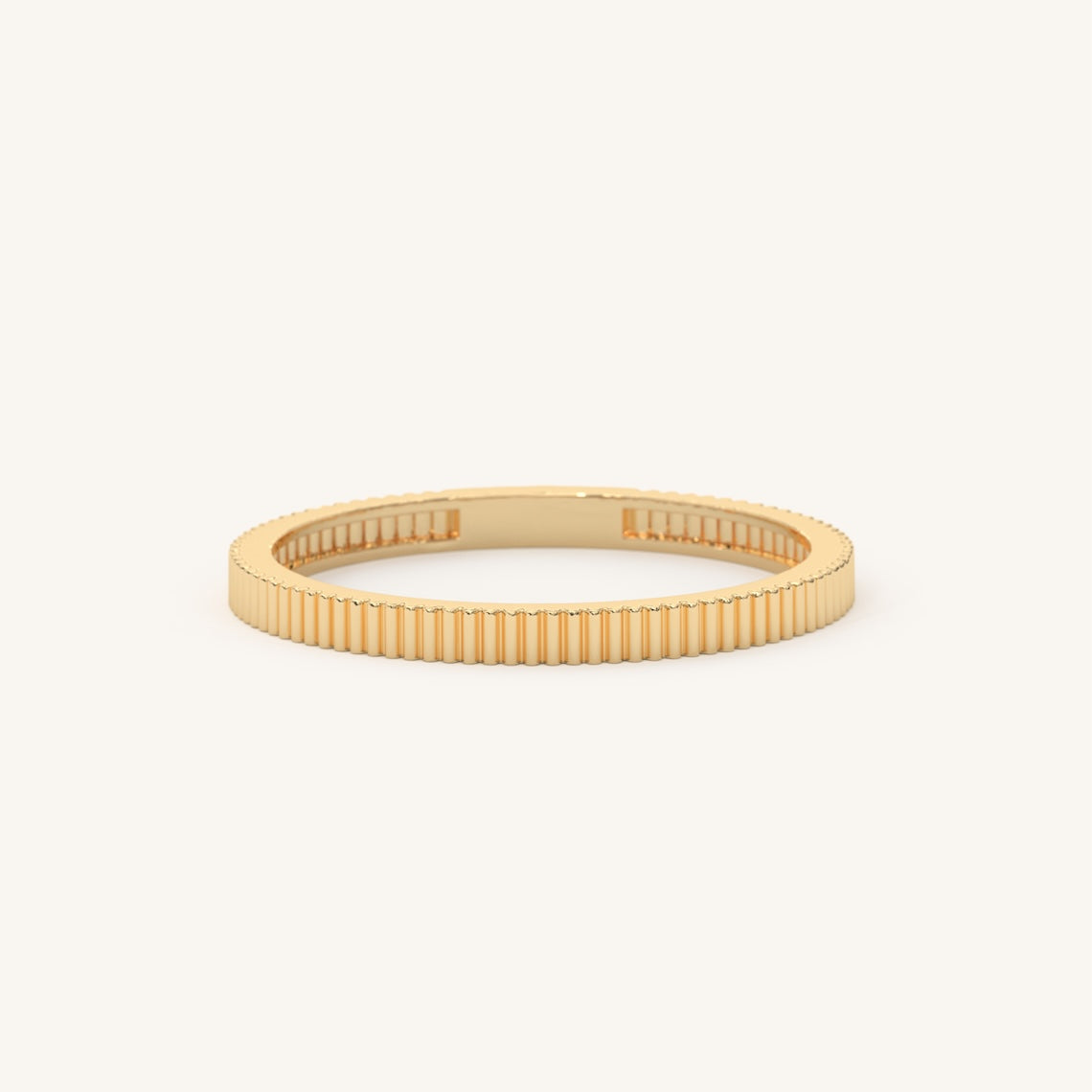 14k Gold Ribbed Wedding Band