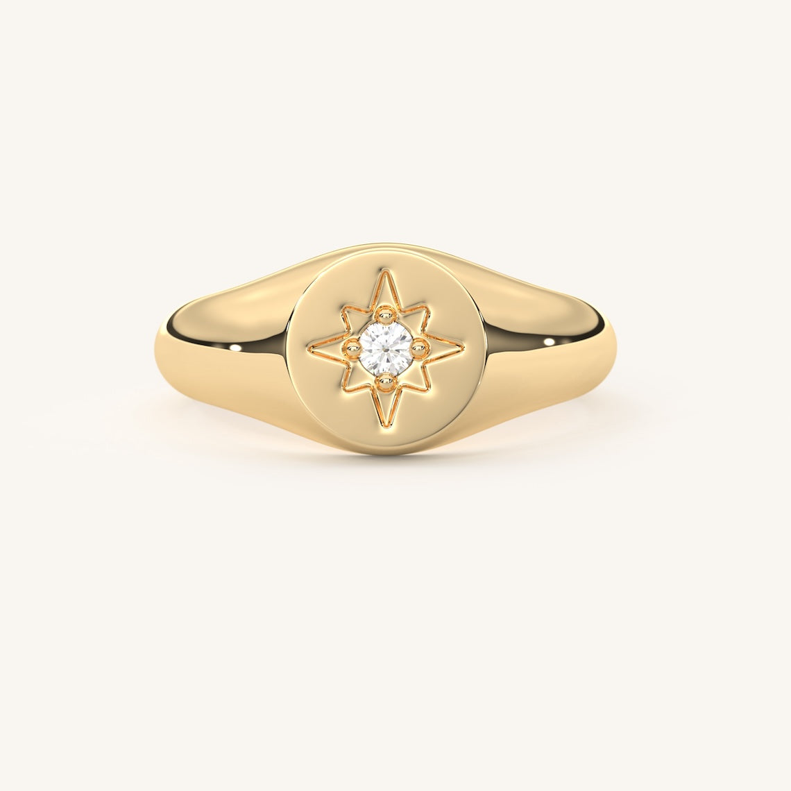 North Star Signet Ring 14k Gold