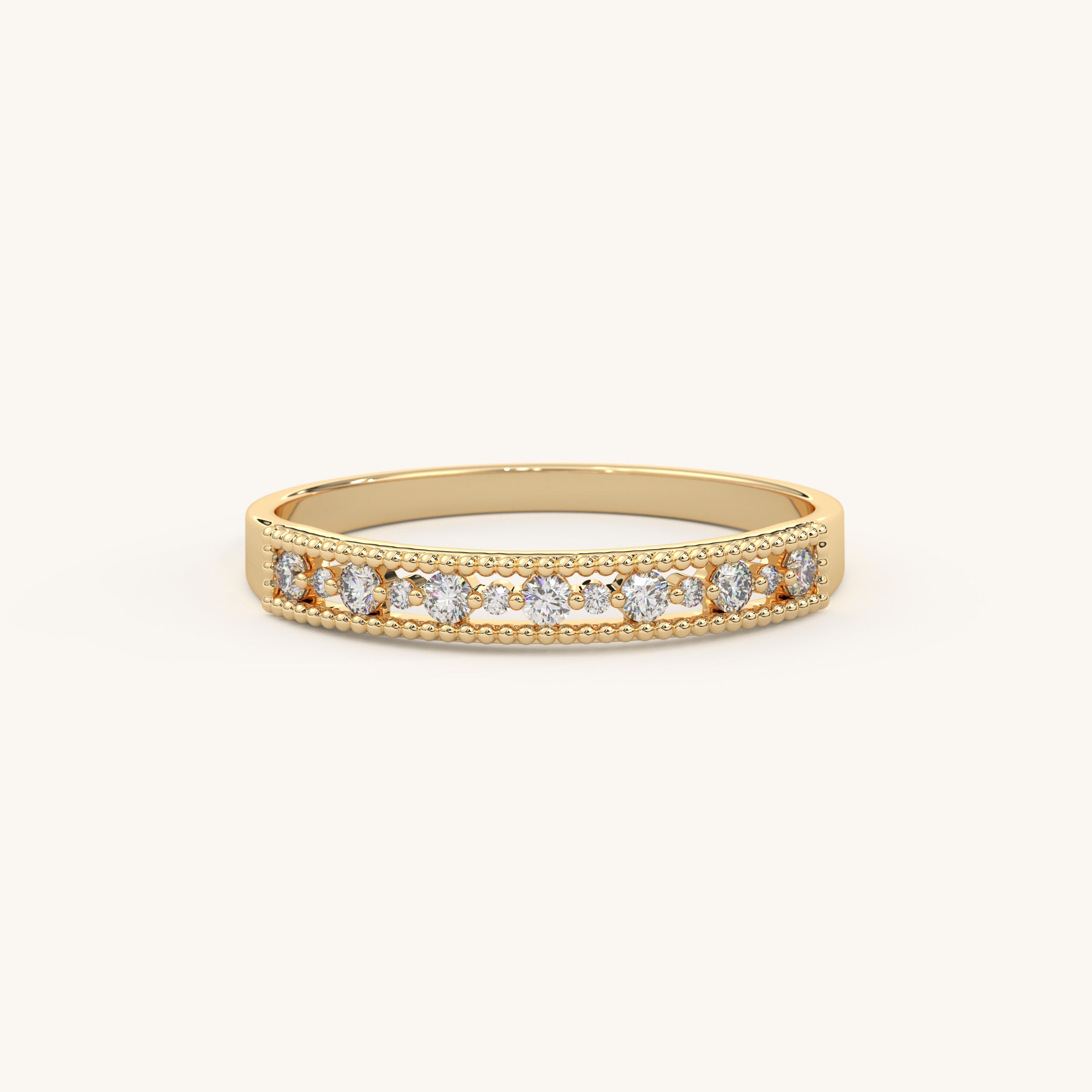 14k Gold Art Deco Wedding Ring, Illuse