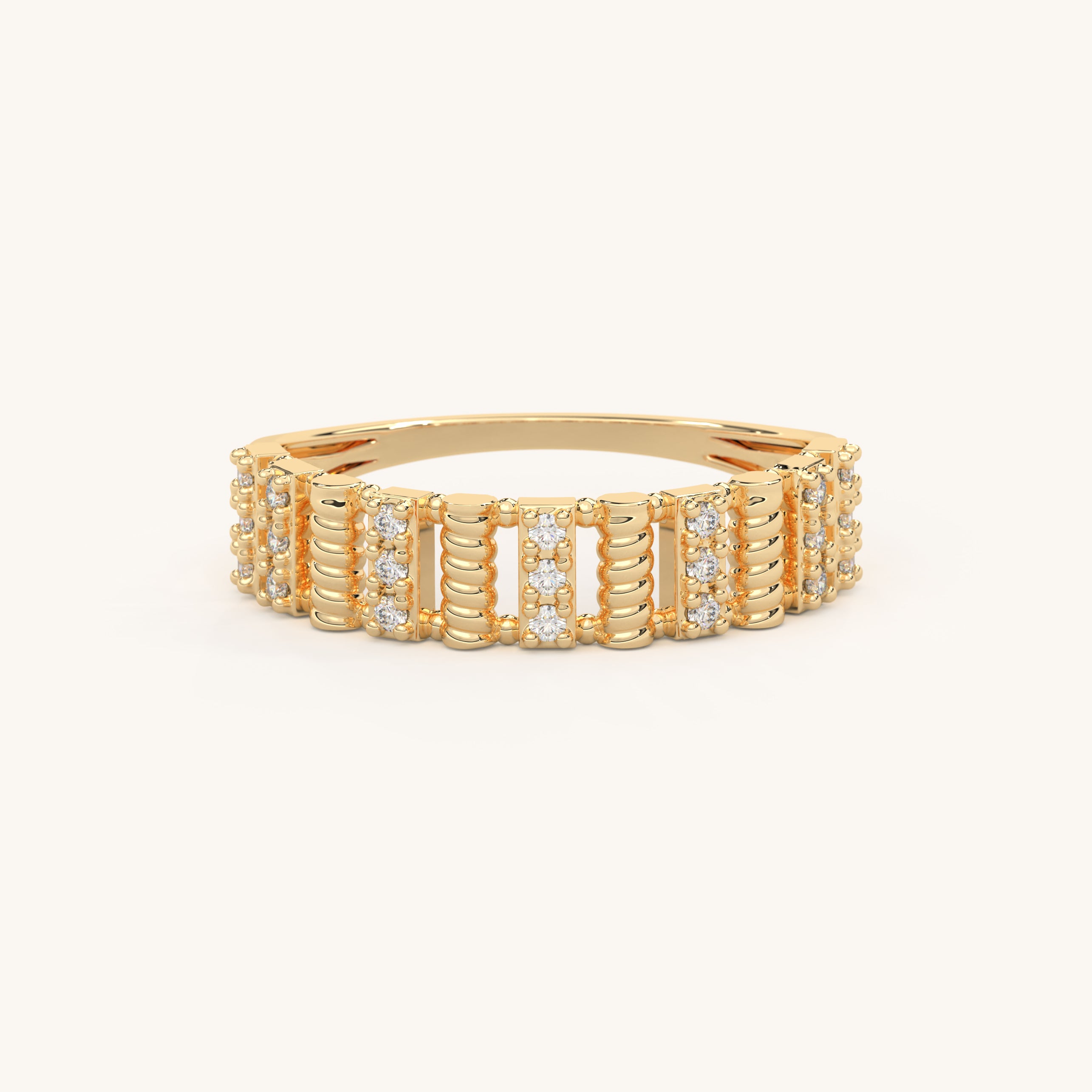 Bold Diamond Wedding Band 14k Gold